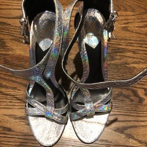 Brian Atwood Silver heels - need to be resoled